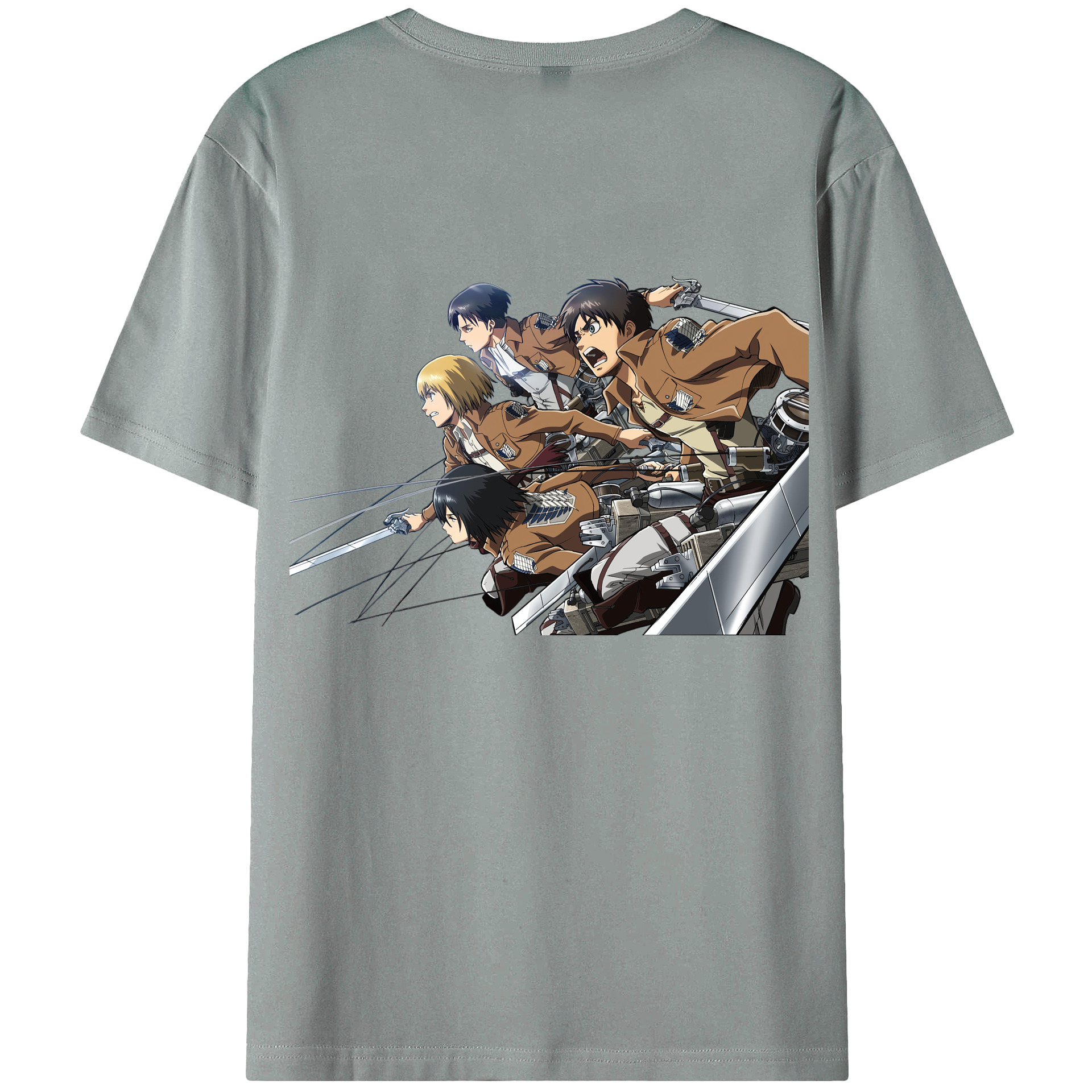 （画像用） 進撃の巨人 Attack on Titan 綿100％ メンズ半袖Tシャツ（バックプリント） 通気性